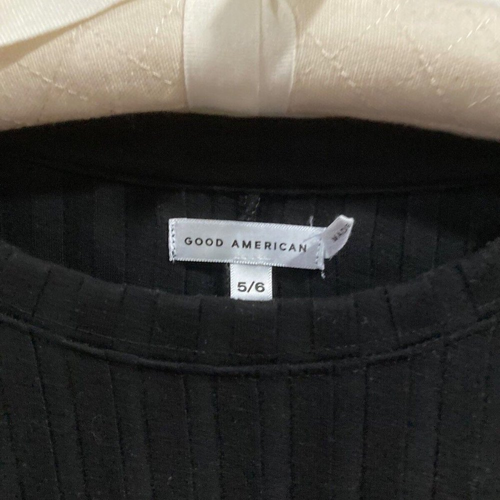 Good American Ribbed Boyfriend Tee Black Size 5/6 (2XL/3XL) Excellent Condition - Picture 3 of 5